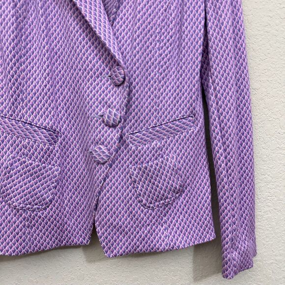 CABI The Maverick Imperial Blazer Jacket Lavender Argyle Office Preppy - Picture 8 of 15